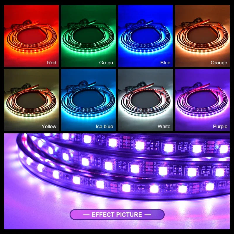 Car LED Underglow Lights Chassis Light Flexible Strip RGB Neon Remote/APP Control Decoration Atmosphere Lamp Car Accessories 12V