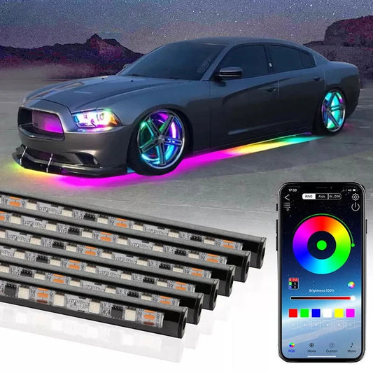 Car LED Underglow Lights Chassis Light Flexible Strip RGB Neon Remote/APP Control Decoration Atmosphere Lamp Car Accessories 12V